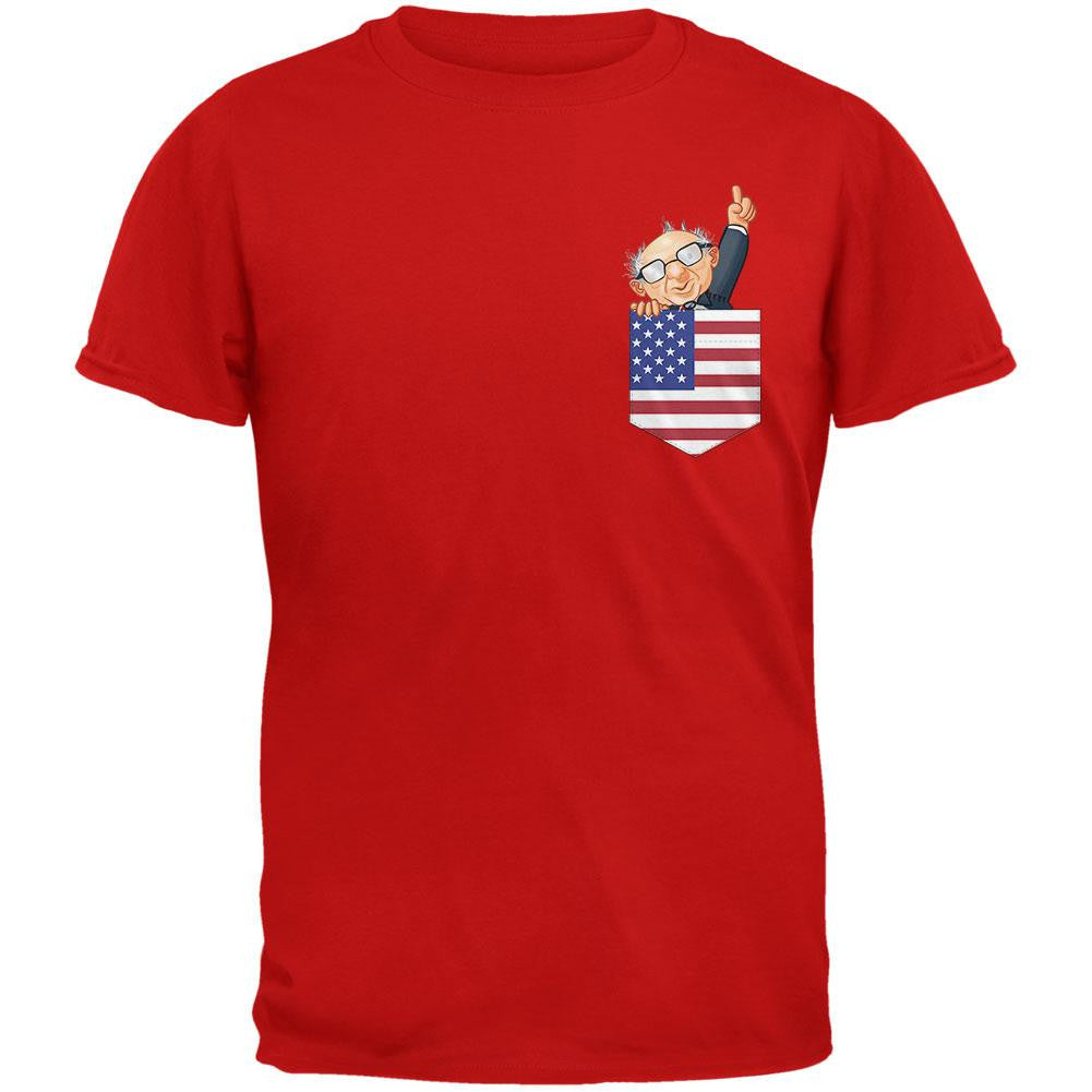 Pocket Pet Bernie Sanders Red Adult T-Shirt Men's T-Shirts Old Glory 2XL Red