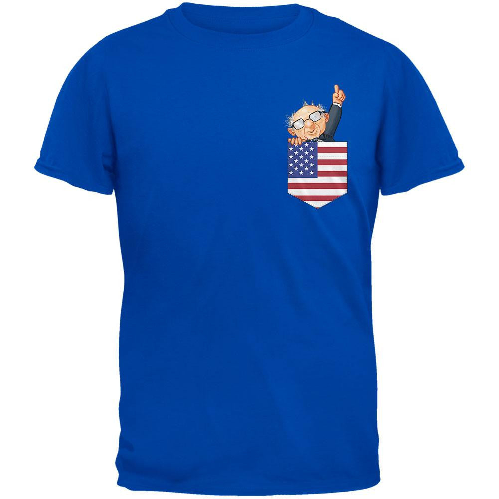 Pocket Pet Bernie Sanders Royal Adult T-Shirt Men's T-Shirts Old Glory 2XL Blue