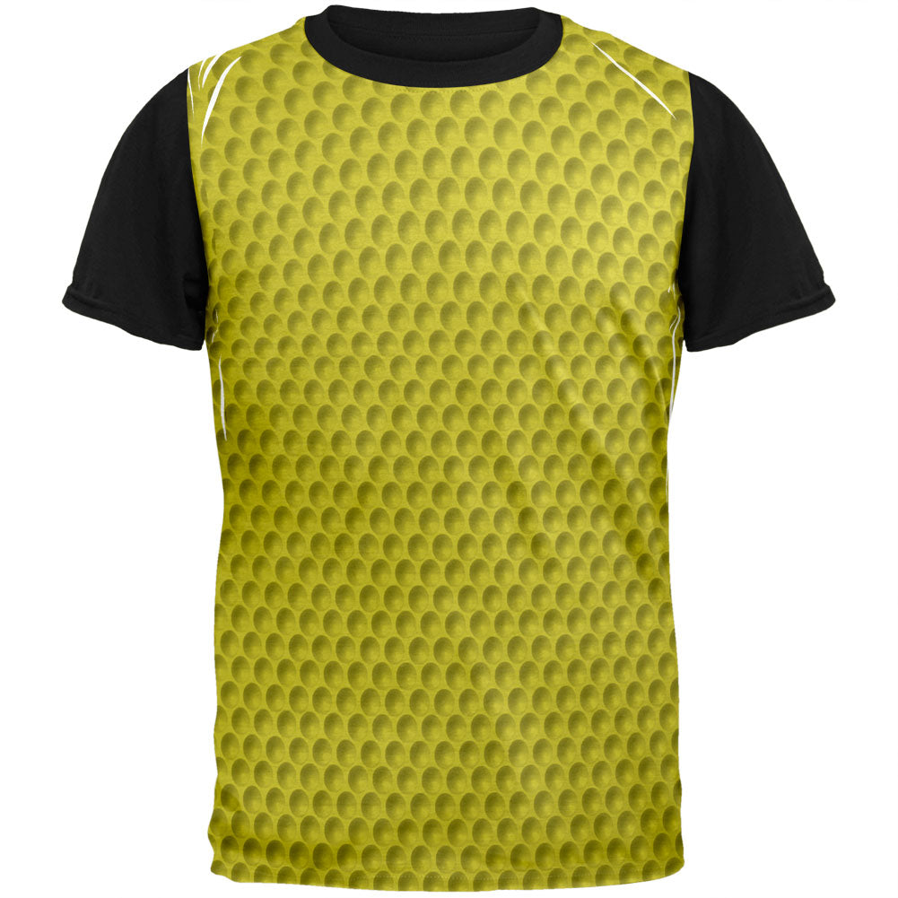 Golf Ball Costume Yellow Adult Black Back T-Shirt Men's T-Shirts Old Glory SM Multi