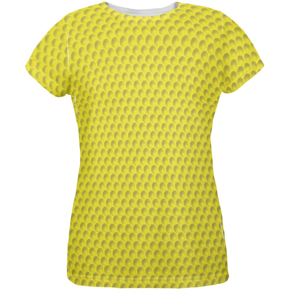 Halloween Golf Ball Costume Yellow All Over Womens T-Shirt Women's T-Shirts Old Glory 2XL White