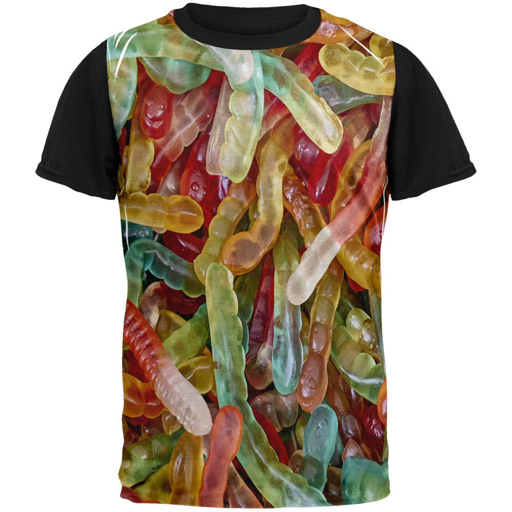Gummy Worms Adult Black Back T-Shirt Men's T-Shirts Old Glory SM Black