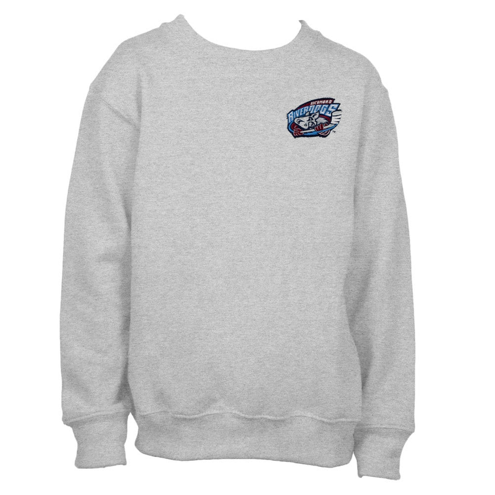 Richmond Riverdogs - Crest Logo Grey Youth Crew Sweatshirt Youth Sweatshirts Richmond Riverdogs