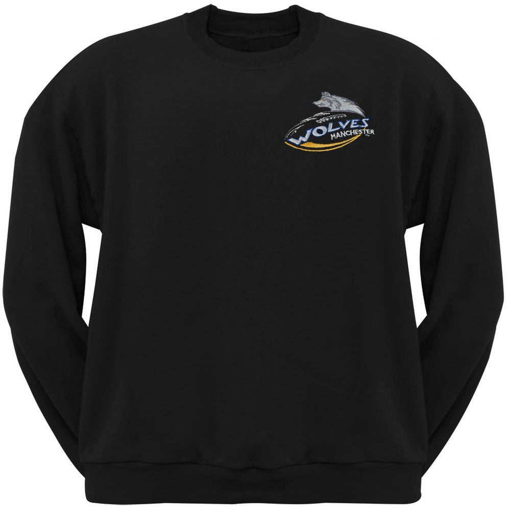 Manchester Wolves - Logo Black Adult Crew Sweatshirt Men's Sweatshirts Manchester Wolves
