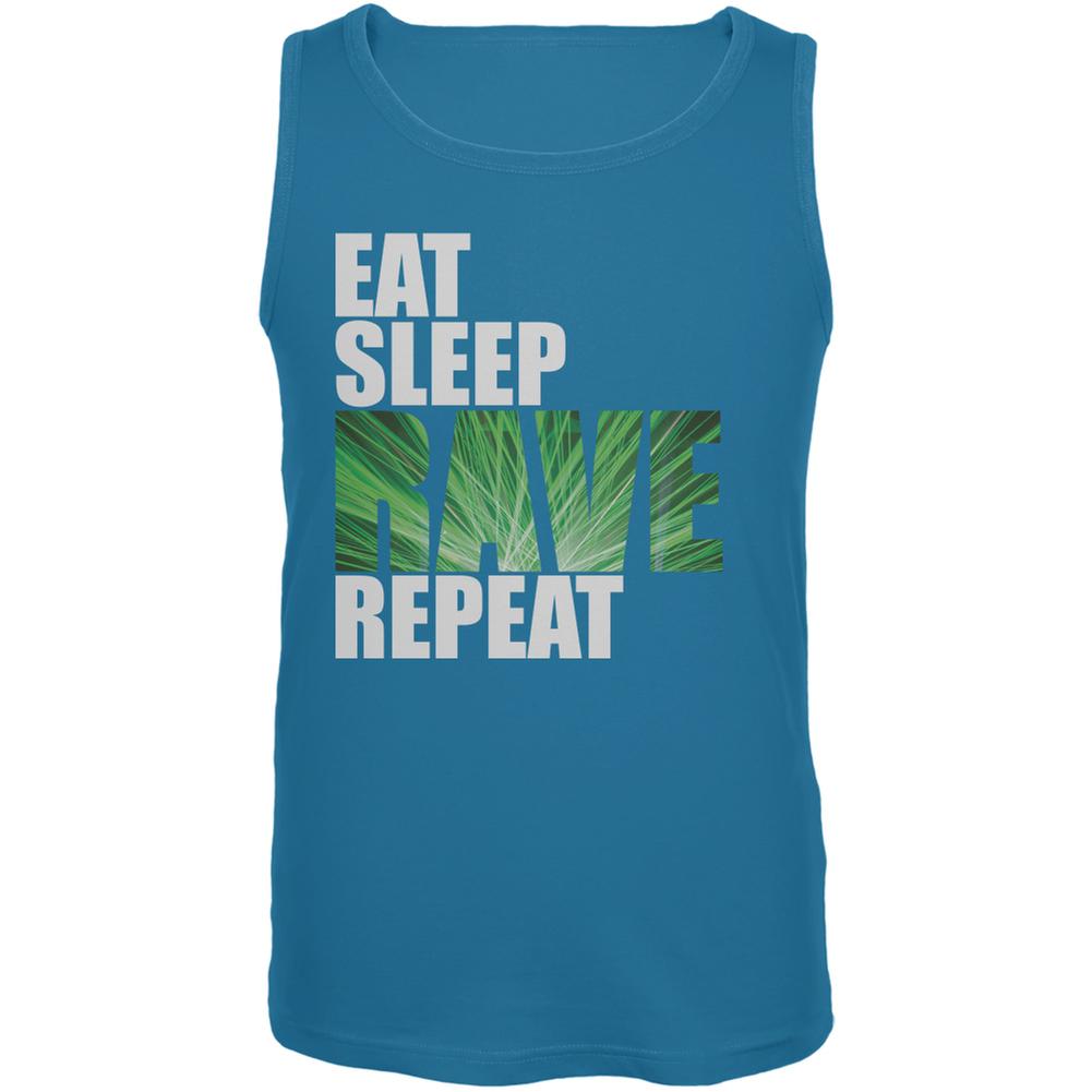 Eat Sleep Rave Repeat Turquoise Adult Tank Top Men's Tank Tops Old Glory 2X Blue