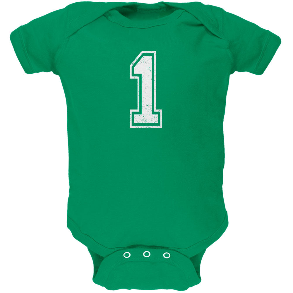 Birthday Kid Jersey 1 1st First Kelly Green Soft Baby One Piece Baby One Piece Old Glory 0-3M Green