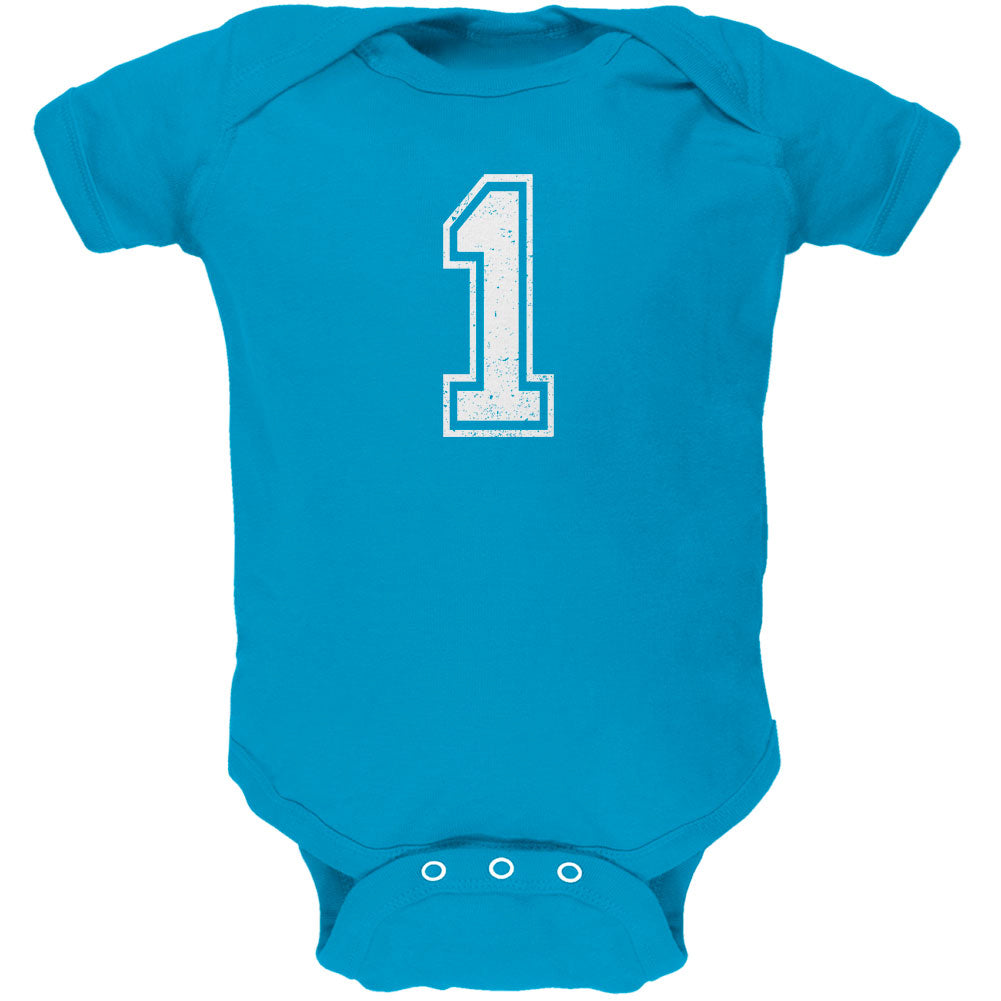 Birthday Kid Jersey 1 1st First Turquoise Soft Baby One Piece Baby One Piece Old Glory 0-3M Blue