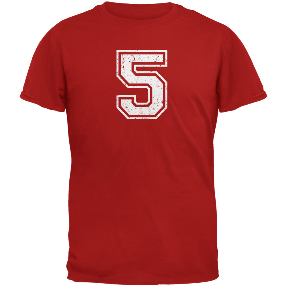 Birthday Kid Jersey 5 5th Fifth Red Youth T-Shirt Youth T-Shirts Old Glory YSM Red