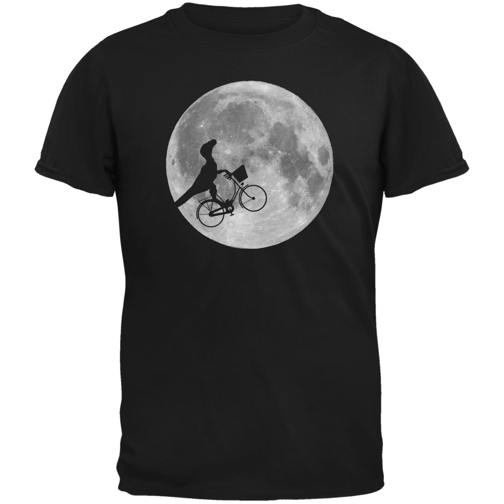 Across The Moon Dino Bike Black Adult T-Shirt Men's T-Shirts Old Glory 2XL Black