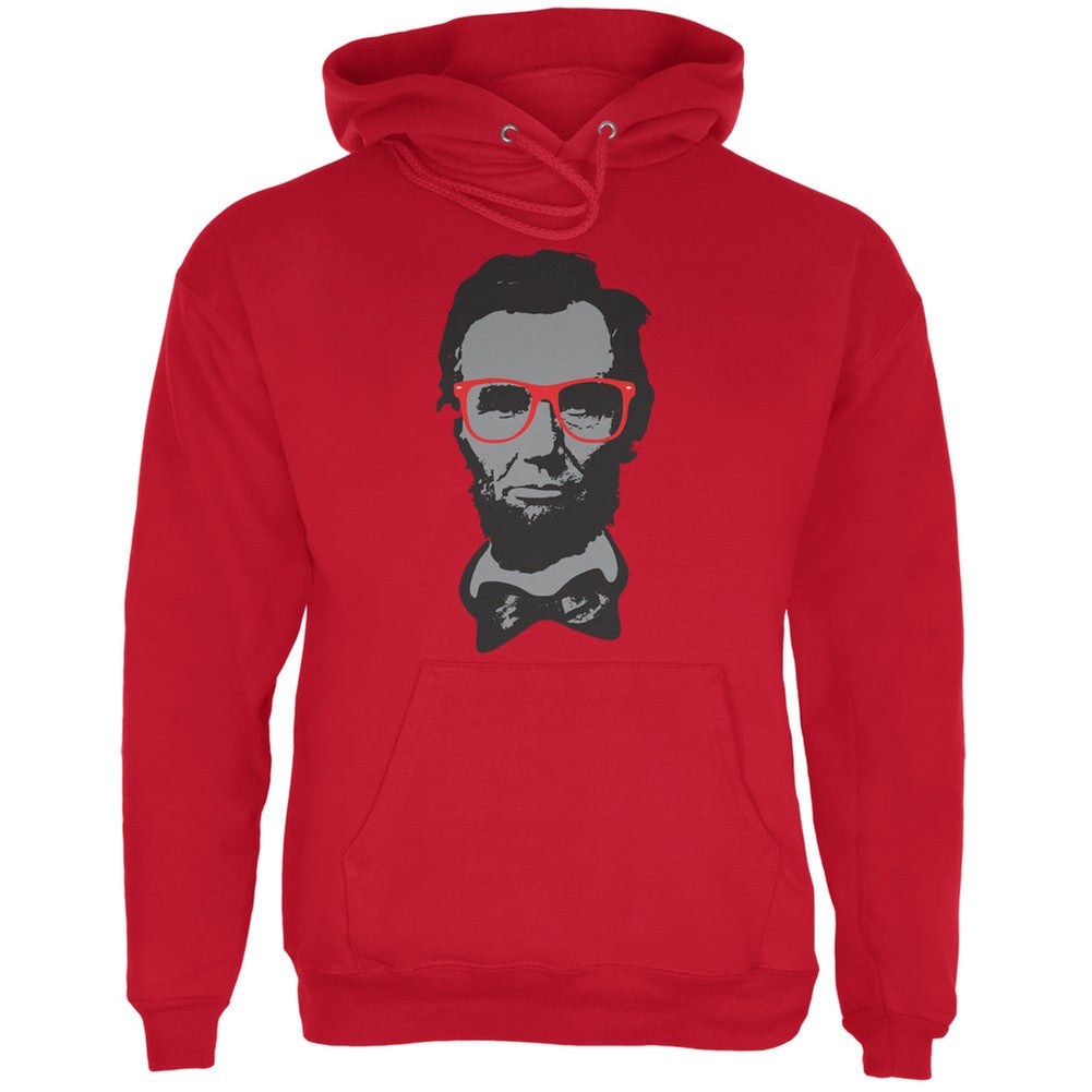 Abraham Lincoln Hipster Geek Glasses Red Adult Hoodie Men's Hoodies Old Glory 2XL Red
