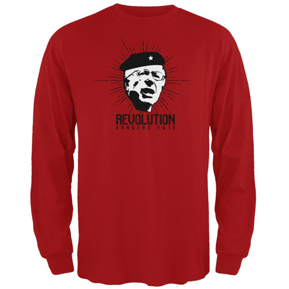 Election 2016 Bernie Sanders Che Guevara Parody Red Adult Long Sleeve T-Shirt Men's Long Sleeves Old Glory 2XL Red