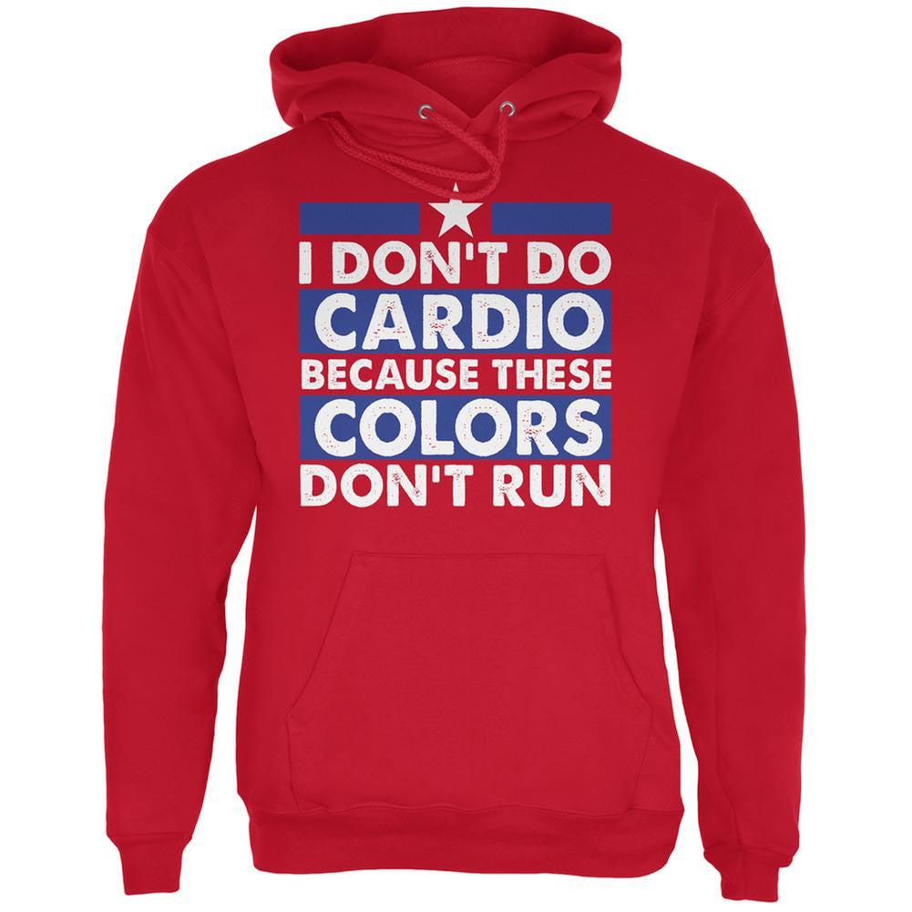 4th of July I Don't Do Cardio Red Adult Hoodie Men's Hoodies Old Glory 2XL Red