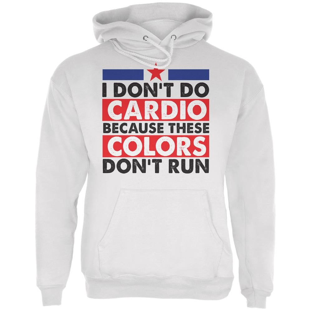 4th of July I Don't Do Cardio White Adult Hoodie Men's Hoodies Old Glory LG White