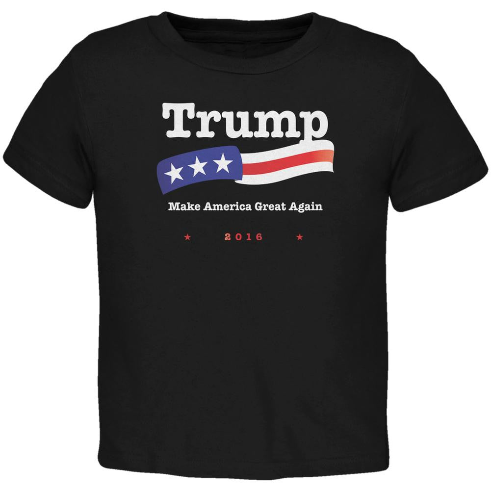 Election 2016 Trump Make America Great Black Toddler T-Shirt Toddler T-Shirts Old Glory 2T Black