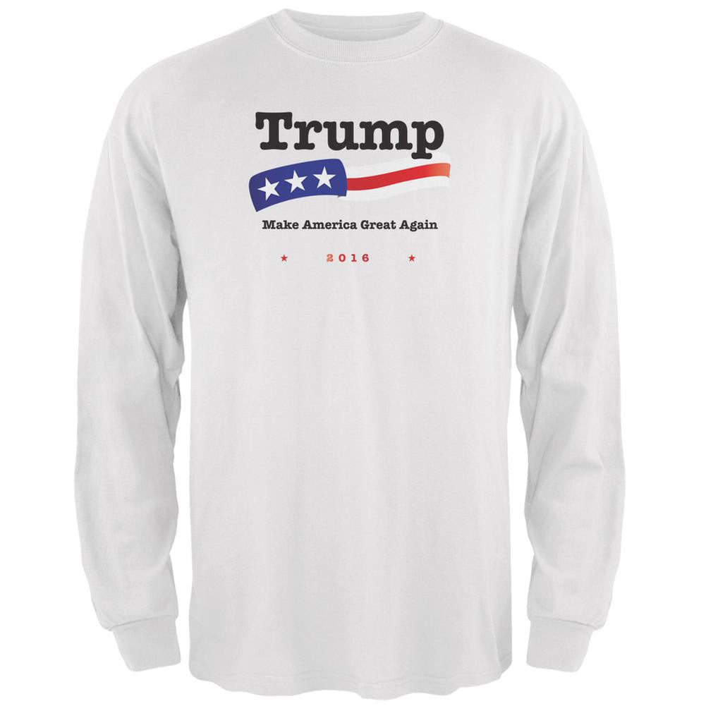 Election 2016 Trump Make America Great White Adult Long Sleeve T-Shirt Men's Long Sleeves Old Glory 2XL White