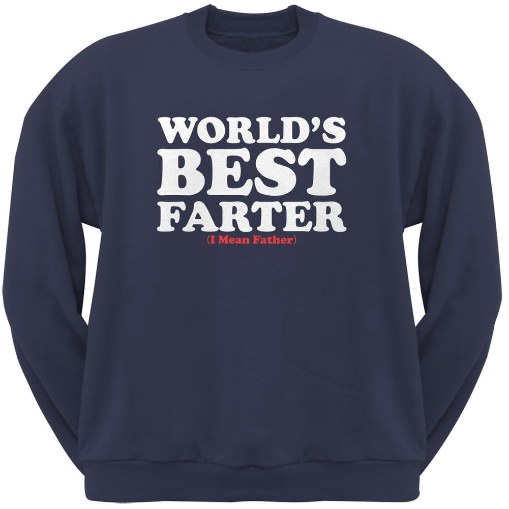 Fathers Day Worlds Best Farter Navy Adult Sweatshirt Men's Sweatshirts Old Glory 2XL Blue