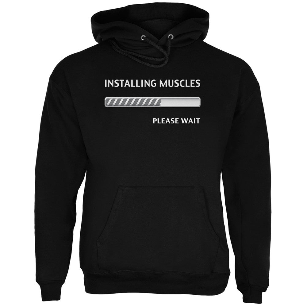 Installing Muscles Black Adult Hoodie Men's Hoodies Old Glory