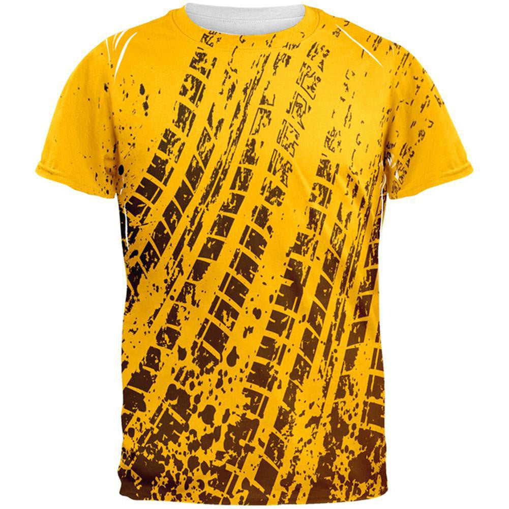 Mud & Tire Tracks All Over Adult T-Shirt Men's T-Shirts Old Glory 2XL Multi