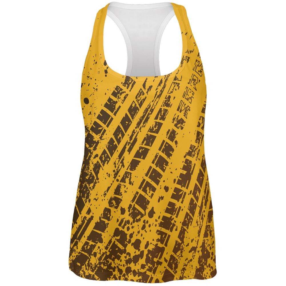 Mud & Tire Tracks All Over Womens Racerback Tank Top Women's Tank Tops Old Glory 2XL Multi