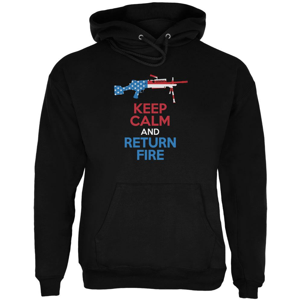 Keep Calm and Return Fire SAW Black Adult Hoodie Men's Hoodies Old Glory