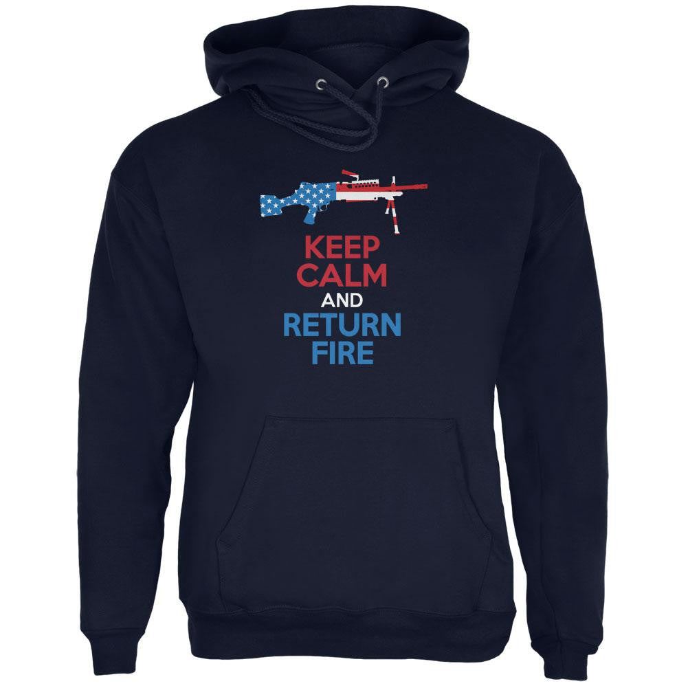 Keep Calm and Return Fire SAW Black Adult Hoodie Men's Hoodies Old Glory
