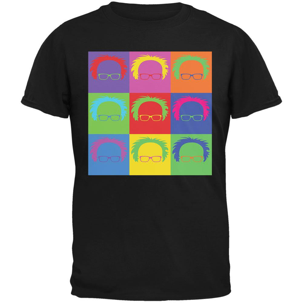 Election Bernie Sanders Hair Minimalist Pop Art Black Adult T-Shirt Men's T-Shirts Old Glory 2XL Black