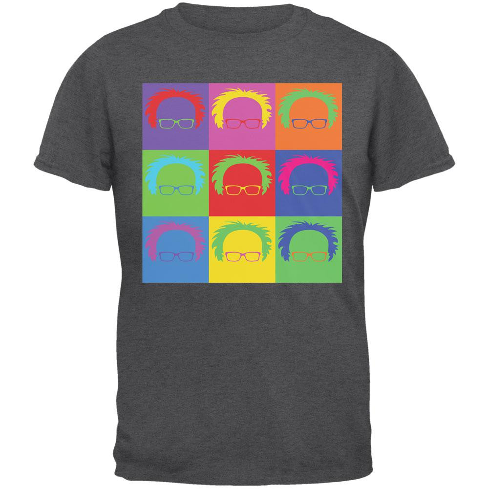 Election Bernie Sanders Hair Minimalist Pop Art Dark Heather Adult T-Shirt Men's T-Shirts Old Glory 2XL Grey