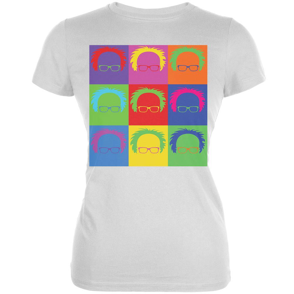 Election Bernie Sanders Hair Minimalist Pop Art White Juniors Soft T-Shirt Juniors T-Shirts Old Glory 2XL White