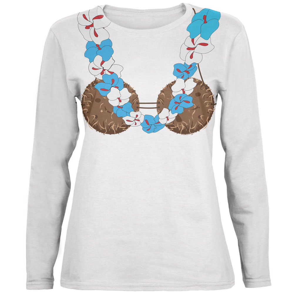 Summer - Coconut Bra White Womens Long Sleeve T-Shirt Long Sleeve T-Shirts Old Glory MD White