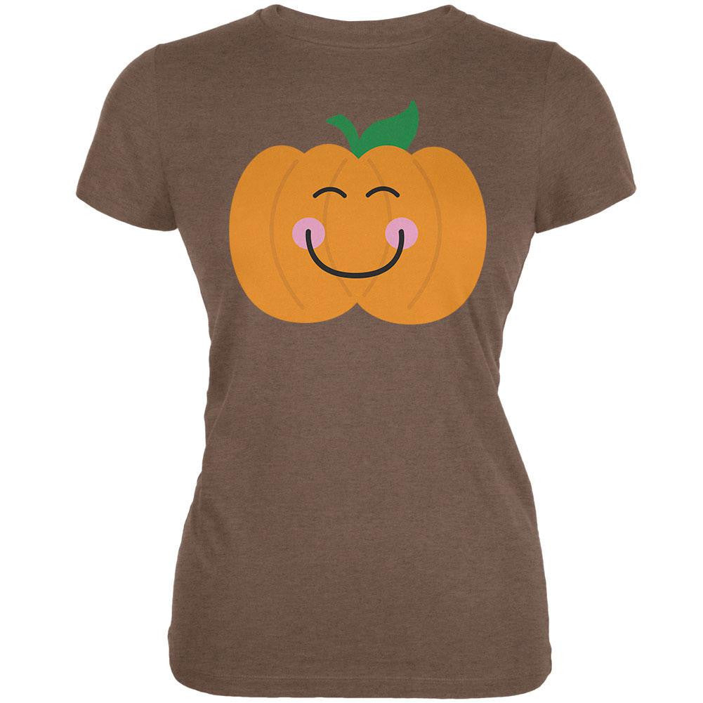 Halloween Little Pumpkin Heather Brown Juniors Soft T-Shirt Juniors T-Shirts Old Glory 2XL Brown