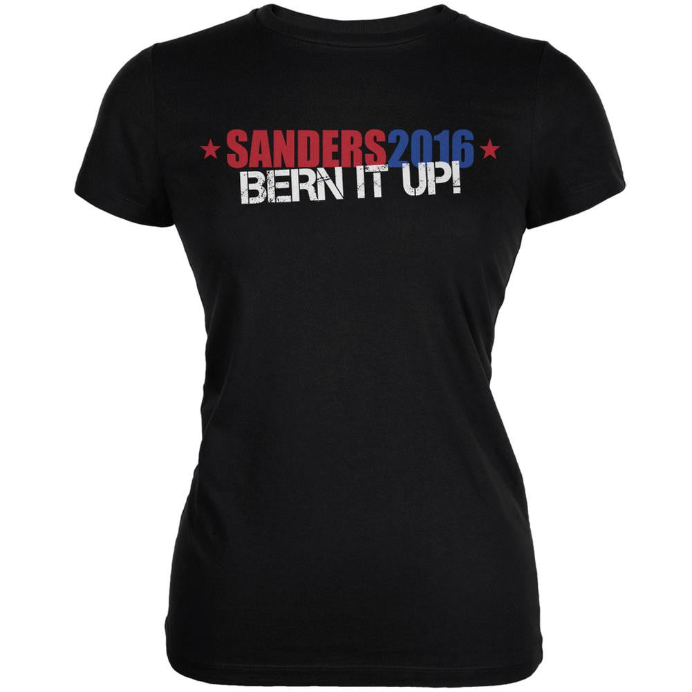 Election Bernie Sanders 2016 Bern It Up Black Juniors Soft T-Shirt Juniors T-Shirts Old Glory 2XL Black
