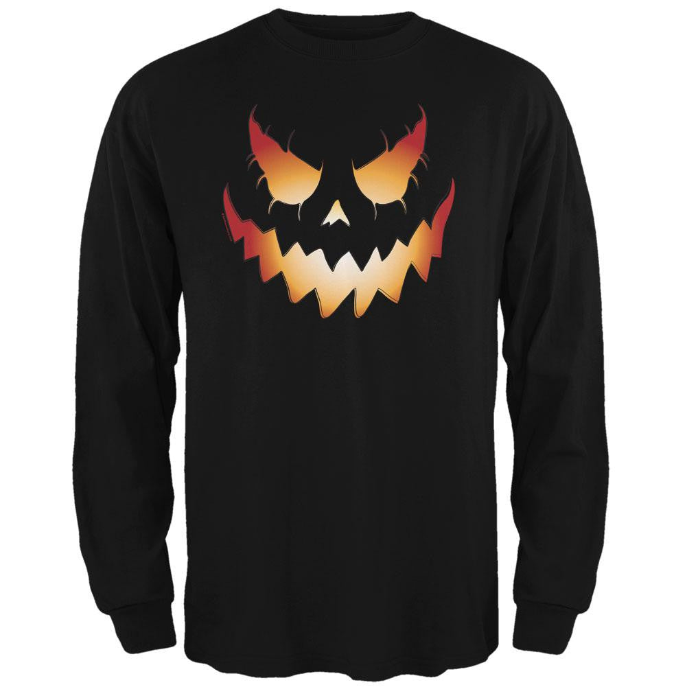 Halloween Evil Jack-O-Lantern Pumpkin Black Adult Long Sleeve T-Shirt Men's Long Sleeves Old Glory 2XL Black