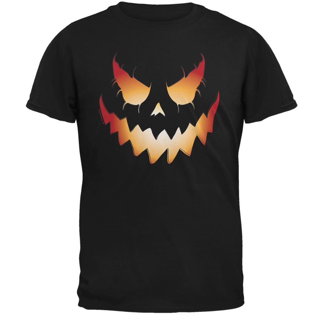 Halloween Evil Jack-O-Lantern Pumpkin Black Adult T-Shirt Men's T-Shirts Old Glory 2XL Black