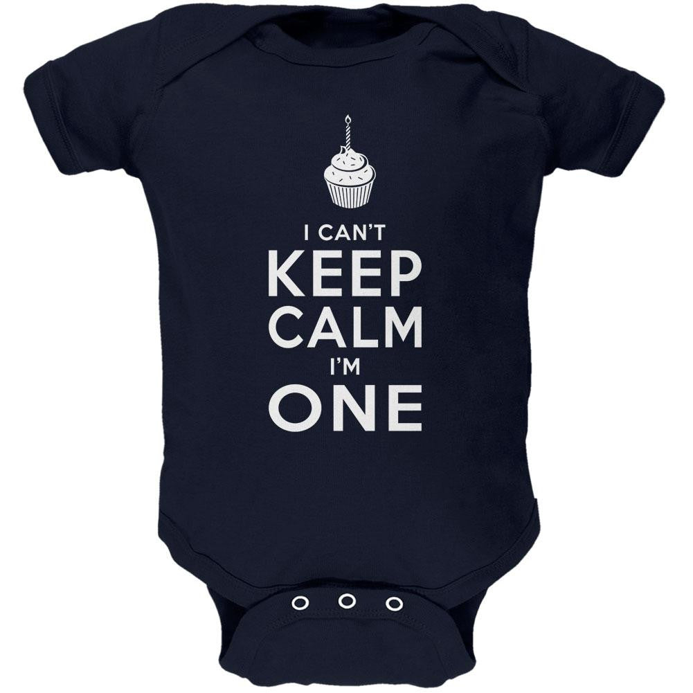 Birthday I Can't Keep Calm I'm 1 One Navy Soft Baby One Piece Baby One Piece Old Glory 0-3M Blue