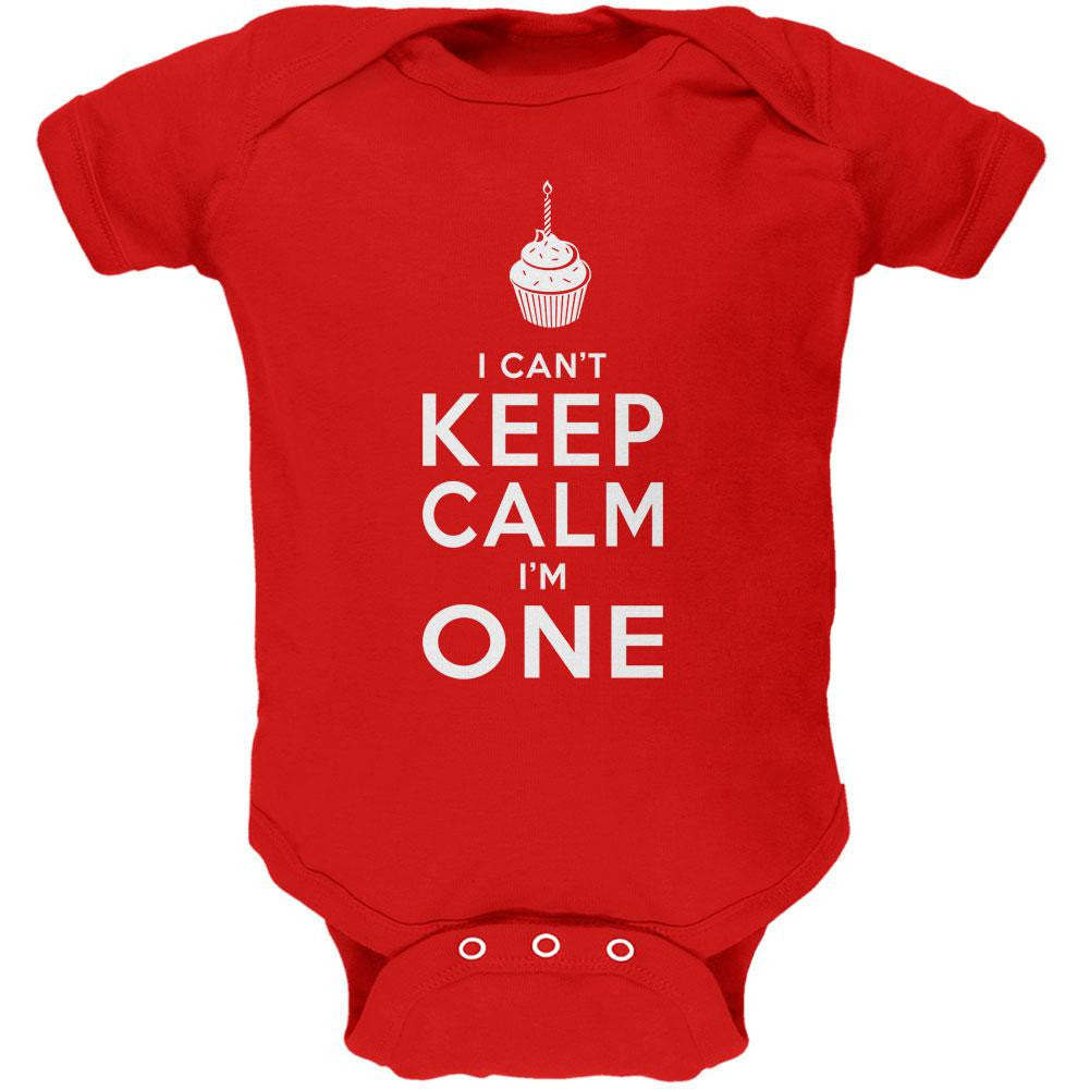 Birthday I Can't Keep Calm I'm 1 One Red Soft Baby One Piece Baby One Piece Old Glory 0-3M Red