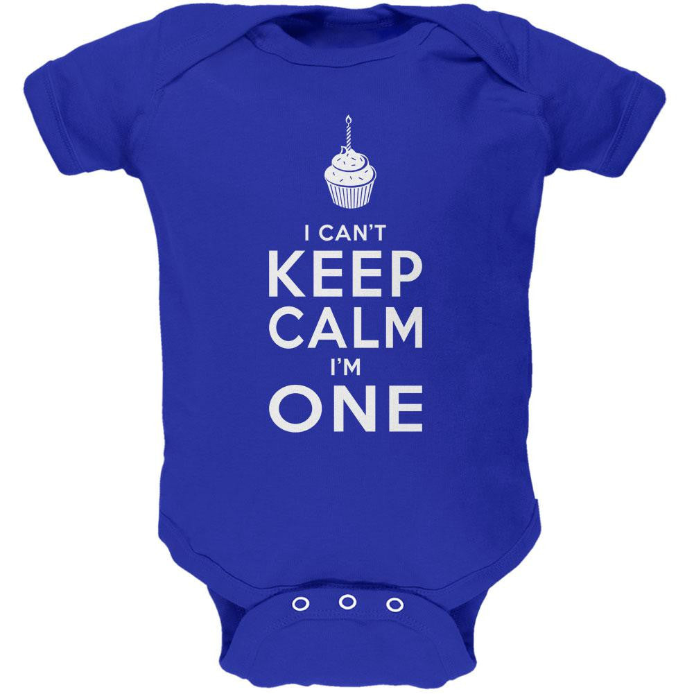Birthday I Can't Keep Calm I'm 1 One Royal Soft Baby One Piece Baby One Piece Old Glory 0-3M Blue