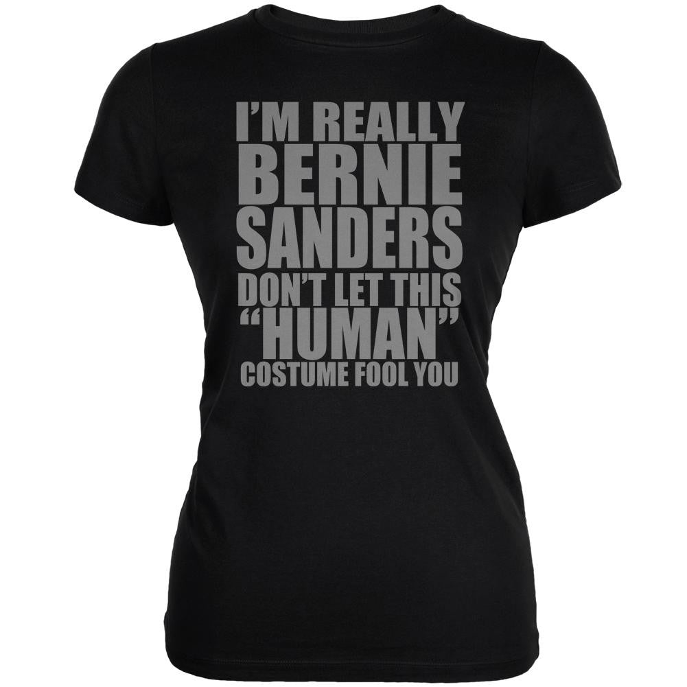 Halloween Election Bernie Sanders Costume Black Juniors Soft T-Shirt Juniors T-Shirts Old Glory 2XL Black