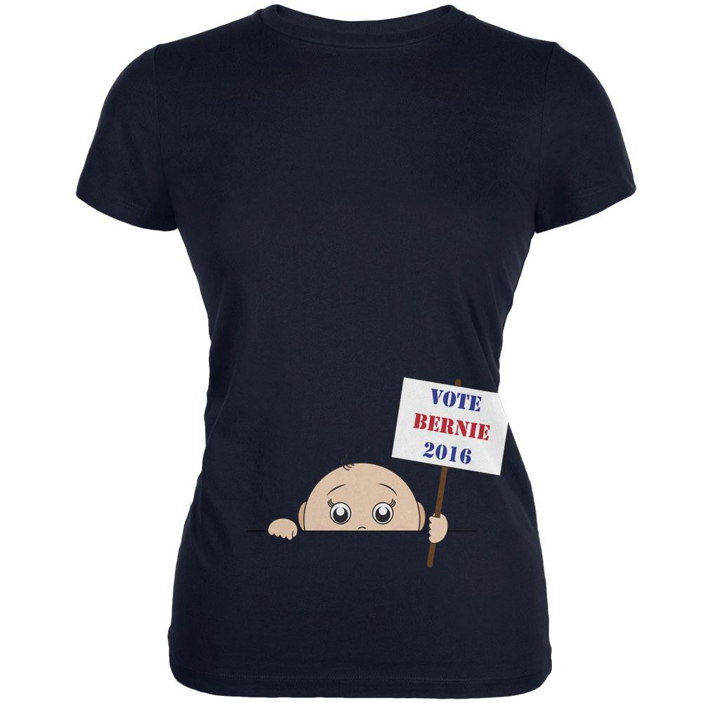 Election 2016 Peeking Baby Boy Bernie Sanders Navy Juniors Soft T-Shirt Juniors T-Shirts Old Glory 2XL Blue
