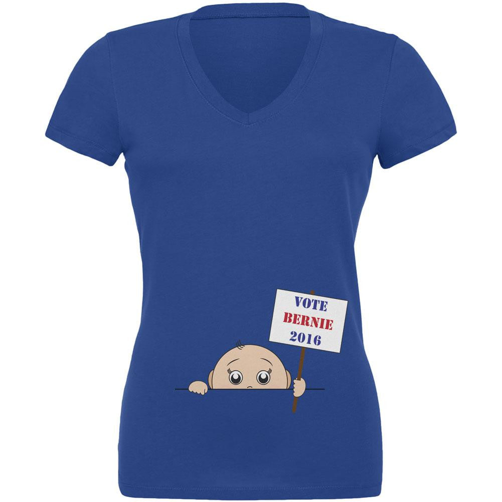 Election 2016 Peeking Baby Boy Bernie Sanders Royal Juniors V-Neck T-Shirt Juniors V-Neck T-Shirts Old Glory 2XL Blue