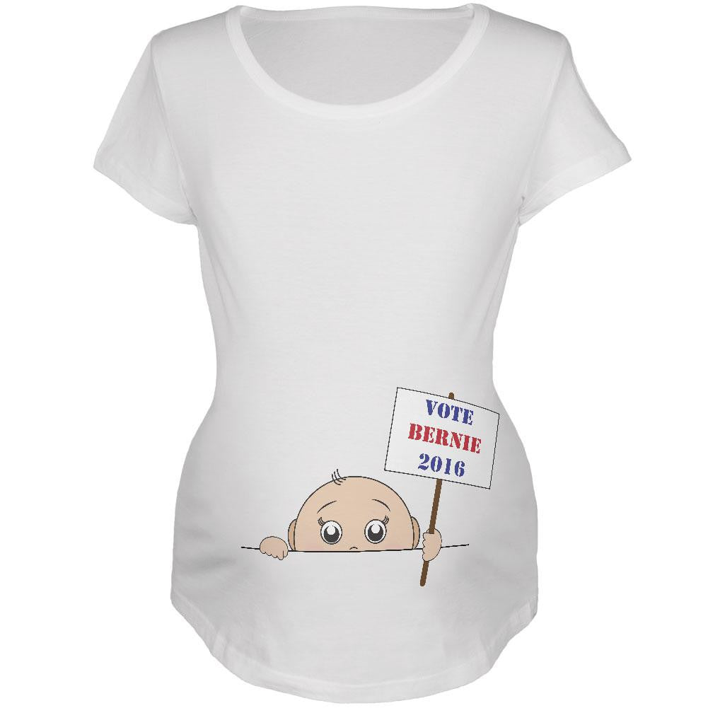 Election 2016 Peeking Baby Boy Bernie Sanders White Maternity Soft T-Shirt Maternity T-Shirts Old Glory 2XL White