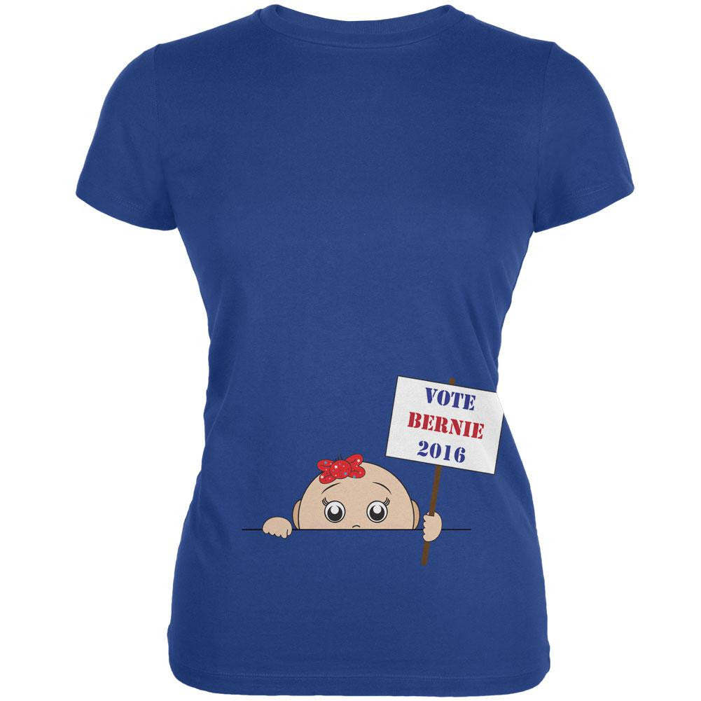 Election 2016 Peeking Baby Girl Bernie Sanders Royal Juniors Soft T-Shirt Juniors T-Shirts Old Glory 2XL Blue