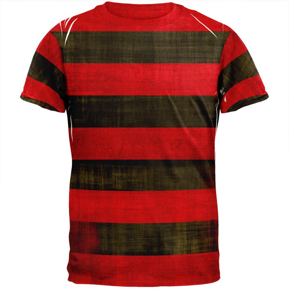 Halloween Striped and Bloody Nightmare Sweater All Over Adult T-Shirt Men's T-Shirts Old Glory 2XL Multi