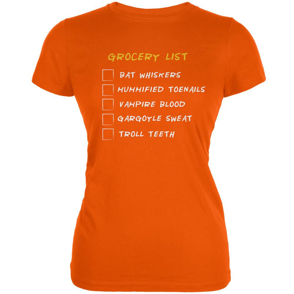 Halloween Checklist Orange Juniors Soft T-Shirt Juniors T-Shirts Old Glory 2XL Orange