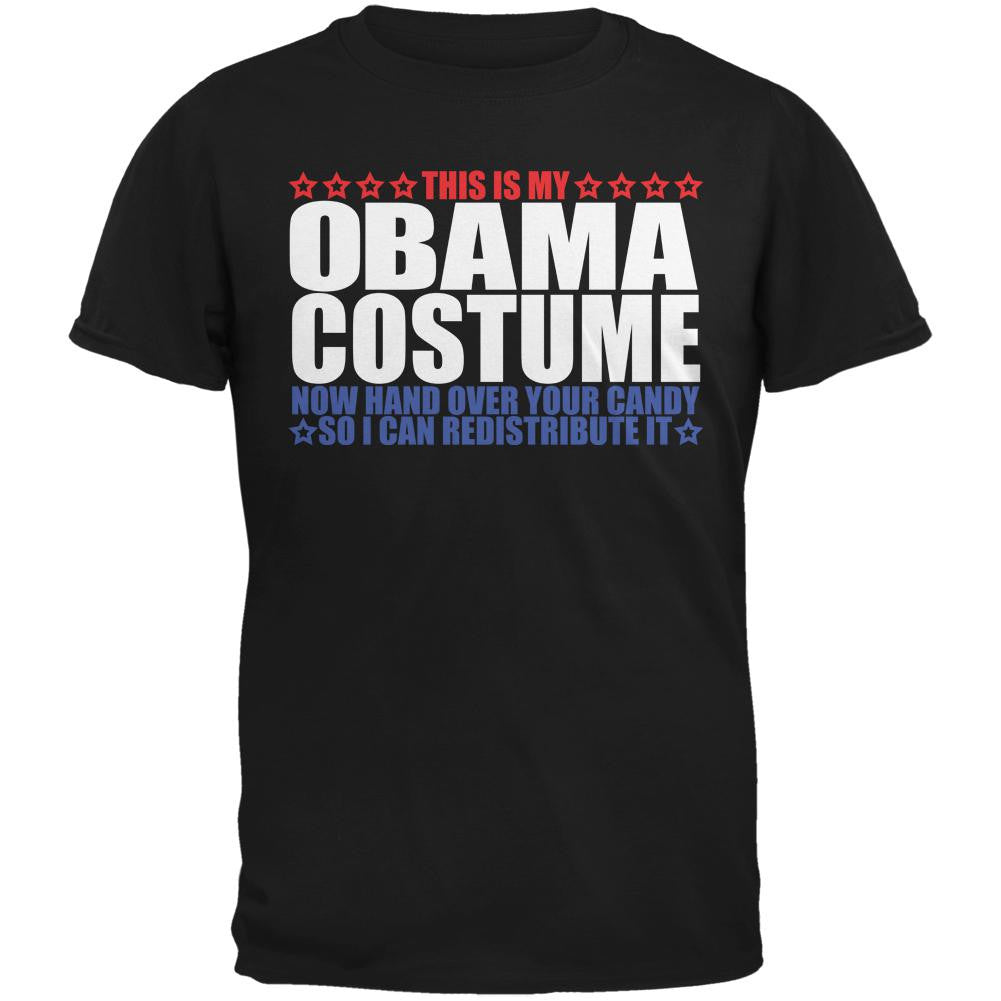 Halloween Funny Obama Costume Black Adult T-Shirt Men's T-Shirts Old Glory 2XL Black