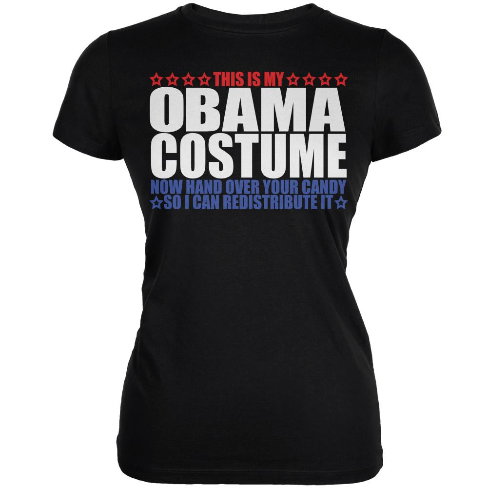 Halloween Funny Obama Costume Black Juniors Soft T-Shirt Juniors T-Shirts Old Glory 2XL Black