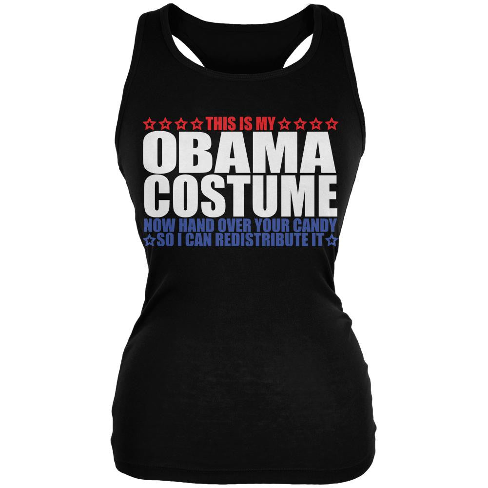Halloween Funny Obama Costume Black Juniors Soft Tank Top Juniors Tank Tops Old Glory 2XL Black