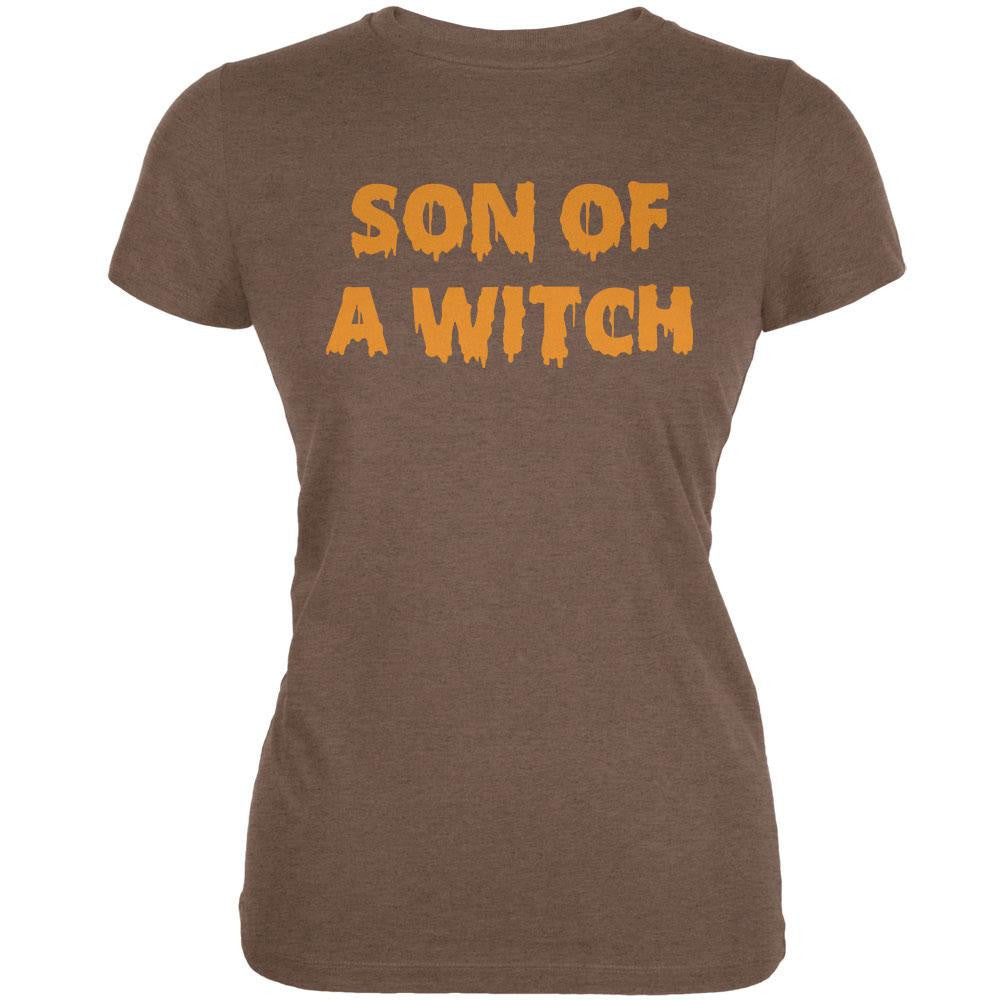 Halloween Son of A Witch Heather Brown Juniors Soft T-Shirt Juniors T-Shirts Old Glory 2XL Brown