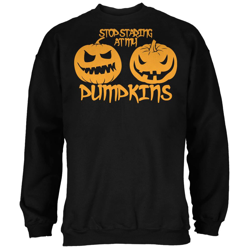 Halloween Staring at my Pumpkins Black Adult Sweatshirt Men's Sweatshirts Old Glory 2XL Black