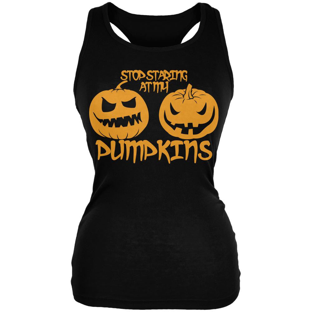 Halloween Staring at my Pumpkins Black Juniors Soft Tank Top Juniors Tank Tops Old Glory 2XL Black