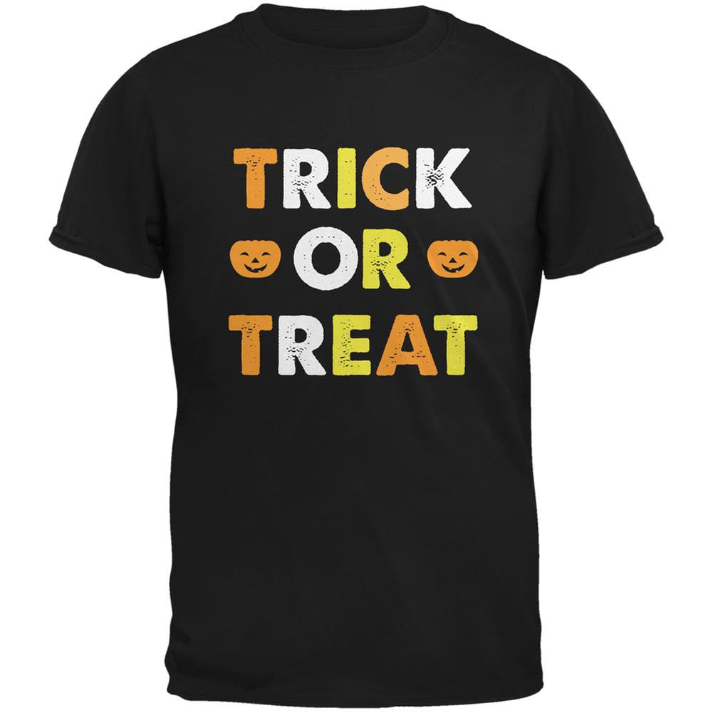 Halloween Pumpkin Trick Or Treat Mens Graphic Tee - Black Men's T-Shirts Old Glory SM