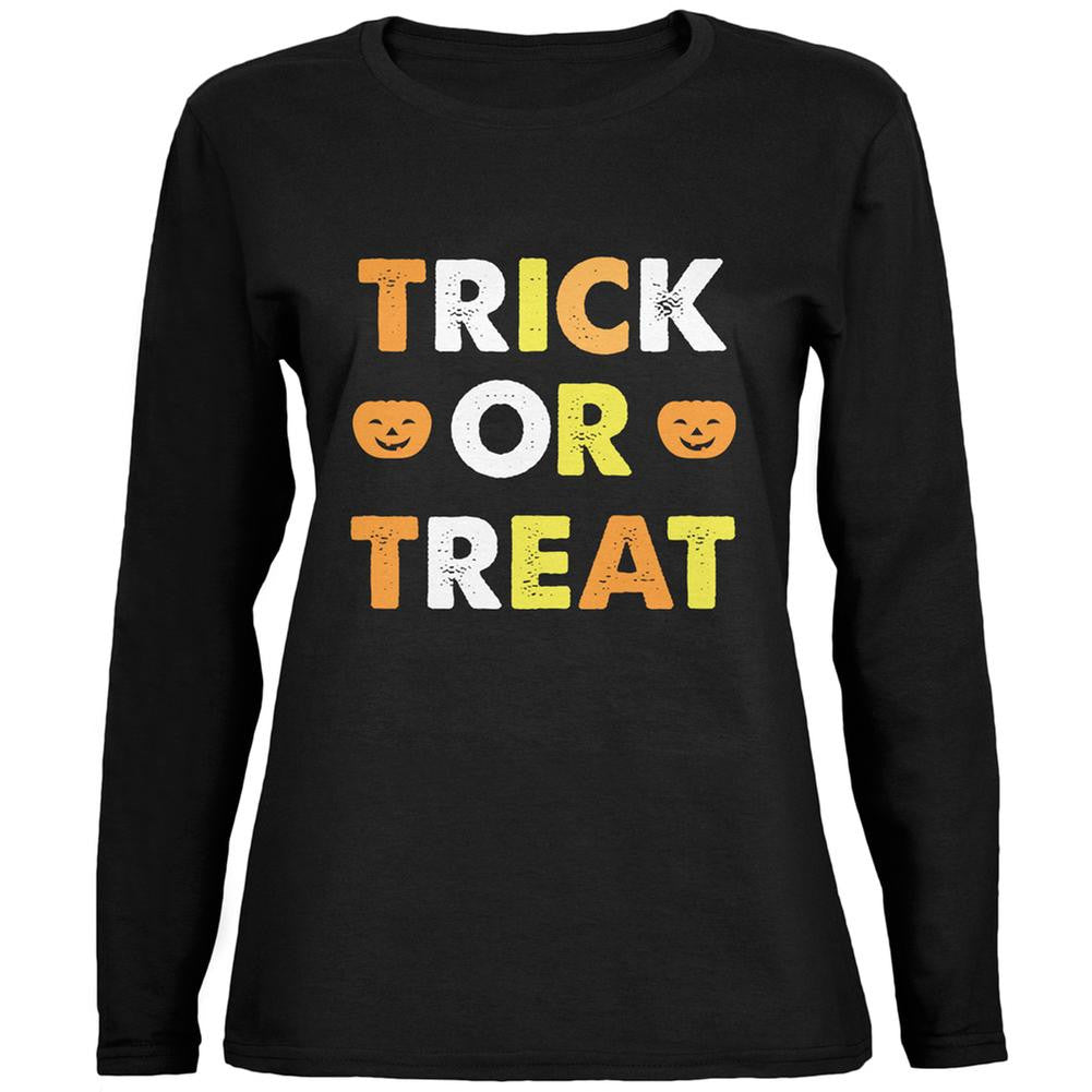 Halloween Trick Or Treat Black Womens Long Sleeve T-Shirt Women's Long Sleeves Old Glory 2XL Black